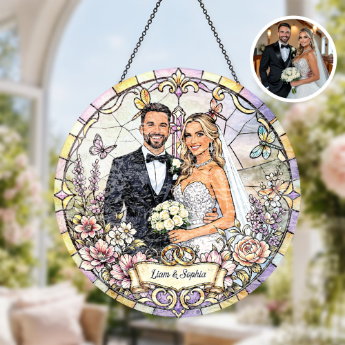 Custom Window Hanging Suncatcher , Water Ripple , The Ultimate Keepsake For Your Special Day , Personalized Wedding Suncatcher With Custom Message , Beautiful Home Decor That Captures Every Ray Of Sunshine , Wedding Gift For Couple , Bridal Shower Gift
