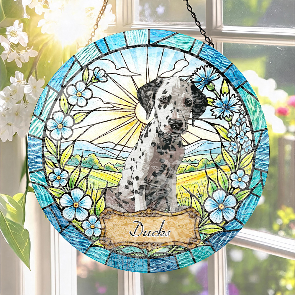 Custom Window Hanging Suncatcher , Water Ripple,  Personalized Pet Art Crafted From Glass Suncatcher Material, Great For Pet Lovers, A Charming Hanging Ornament & Rainbow Maker, Thoughtful Pet Memorial Gift
