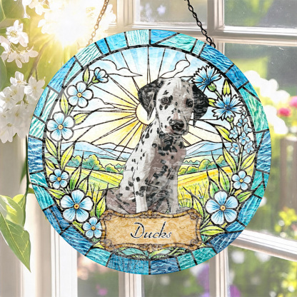Custom Window Hanging Suncatcher , Water Ripple,  Personalized Pet Art Crafted From Glass Suncatcher Material, Great For Pet Lovers, A Charming Hanging Ornament & Rainbow Maker, Thoughtful Pet Memorial Gift