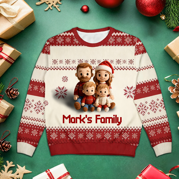 Personalized Ugly Christmas Sweater With Face & Name – Custom Holiday Knit For Men & Women-mekesllser-Mekesllser,Christmas,Ugly Sweater