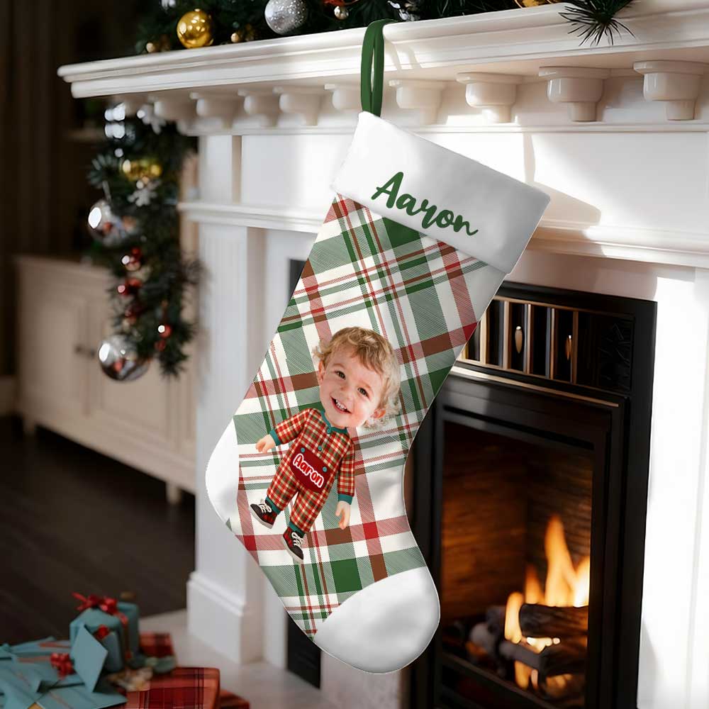Personalized Christmas Stocking With Face And Name - Custom Family Gift For Family，for Lovers，for Kids-mekesllser-Mekesllser,Christmas,Home Decor,Christmas Stockings