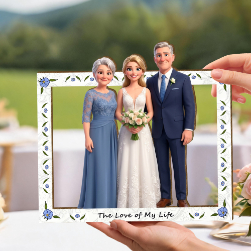 Custom Wooden Wall Art, Home Decor Personalized Photo Frame Artwork, Custom 3d Cartoon Wedding Portrait, Memorable Wedding Gift Ideas And Return Gifts