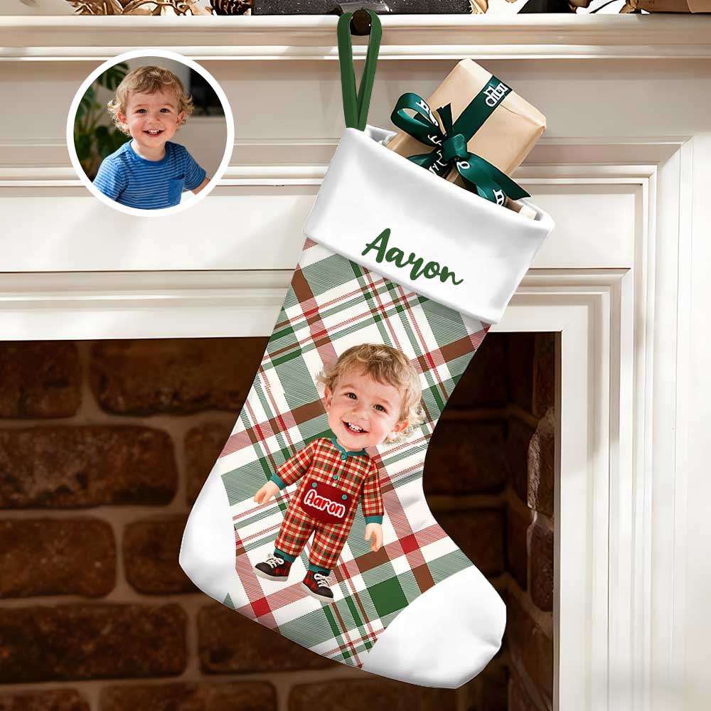 Personalized Christmas Stocking With Face And Name - Custom Family Gift For Family，for Lovers，for Kids-mekesllser-Mekesllser,Christmas,Home Decor,Christmas Stockings