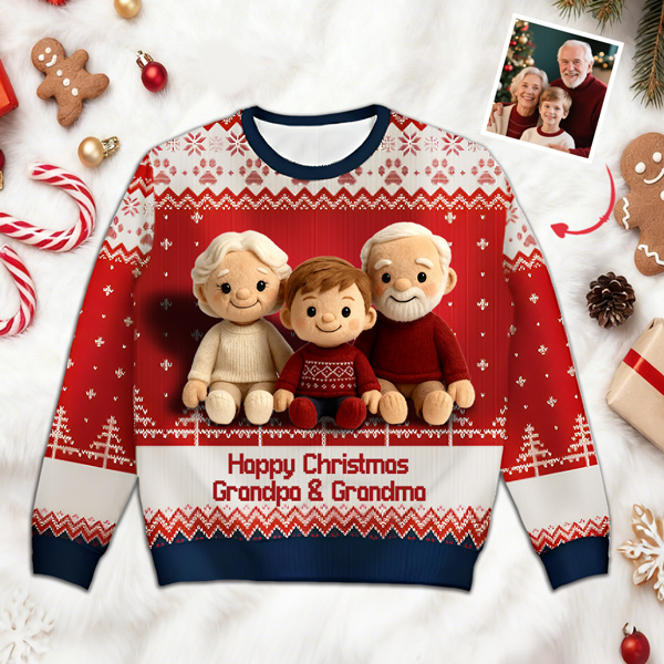 Custom Face Ugly Christmas Sweater – Add Your Photo & Name, Funny Personalized Xmas Gift-mekesllser-Mekesllser,Christmas,Ugly Sweater