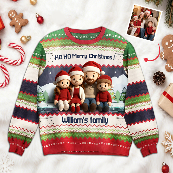 Custom Christmas Ugly Sweater – Personalized Face & Name Knit Jumper, Funny Holiday Gift For Family For Lover-mekesllser-Mekesllser,Christmas,Ugly Sweater