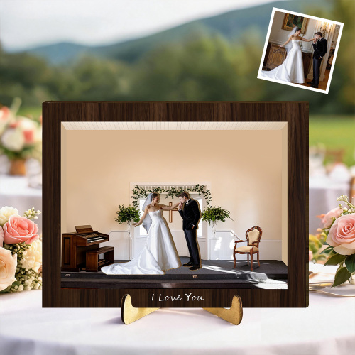Custom Wooden Wall Art – Romantic Home Decor, 3d Wooden Frame Art With Custom Photo, Ideal Wedding Gift For Couples