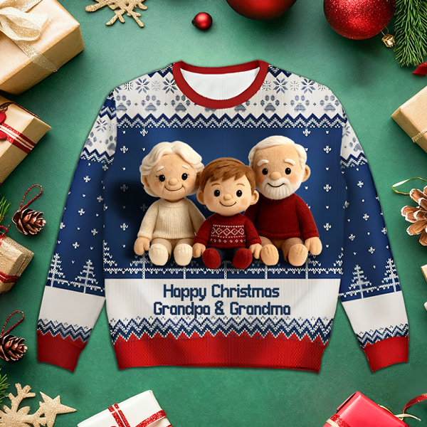 Custom Face Ugly Christmas Sweater – Add Your Photo & Name, Funny Personalized Xmas Gift-mekesllser-Mekesllser,Christmas,Ugly Sweater