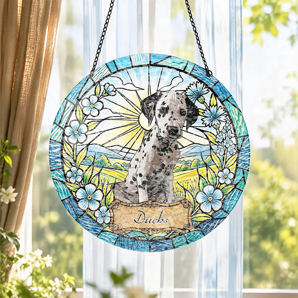 Custom Window Hanging Suncatcher , Water Ripple,  Personalized Pet Art Crafted From Glass Suncatcher Material, Great For Pet Lovers, A Charming Hanging Ornament & Rainbow Maker, Thoughtful Pet Memorial Gift