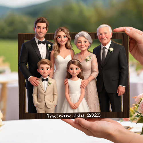Custom Wooden Wall Art For Home Decor, Personalized Photo Wooden Frame Art With Custom Cartoon Couple Design, 3d Wedding Decor, Gift For Couples