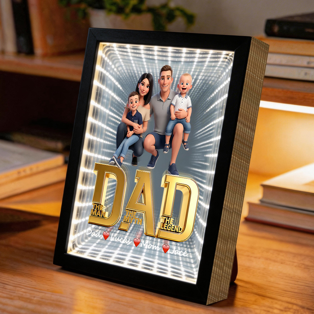 Infinity Mirror Light Box With Your Photo – Perfect Father's Day Or Birthday Gift For Dad, Personalized Present Showing Love For Dad