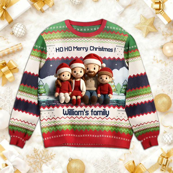 Custom Christmas Ugly Sweater – Personalized Face & Name Knit Jumper, Funny Holiday Gift For Family For Lover-mekesllser-Mekesllser,Christmas,Ugly Sweater