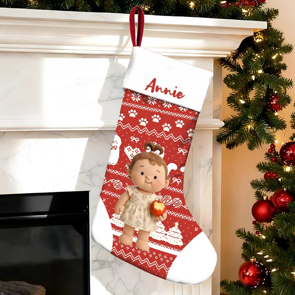 Personalized Christmas Stocking With Face And Name - Custom Family Gift For Family, For Couples, For Kids-mekesllser-Mekesllser,Christmas,Home Decor,AI,Christmas Stockings