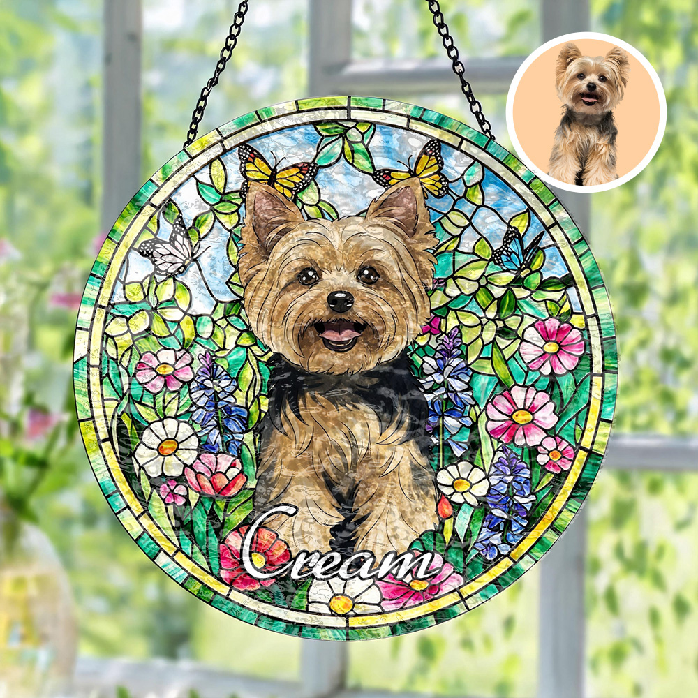  Custom Window Hanging Suncatcher – Personalized Window Stained Glass Home Decor, A Heartfelt Personalized Gift For Pet Lover, Yorkshire Terrier