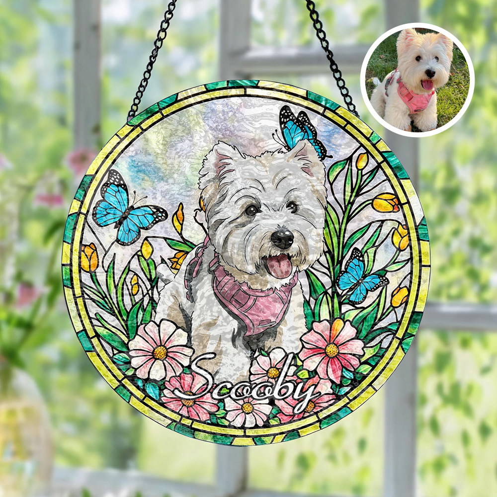  Custom Window Hanging Suncatcher – Custom Photo Suncatcher With Stained Glass Effect, Unique Home Decor & Personalized Gift For Pet Lover, Schnauzer, For Dog Lover