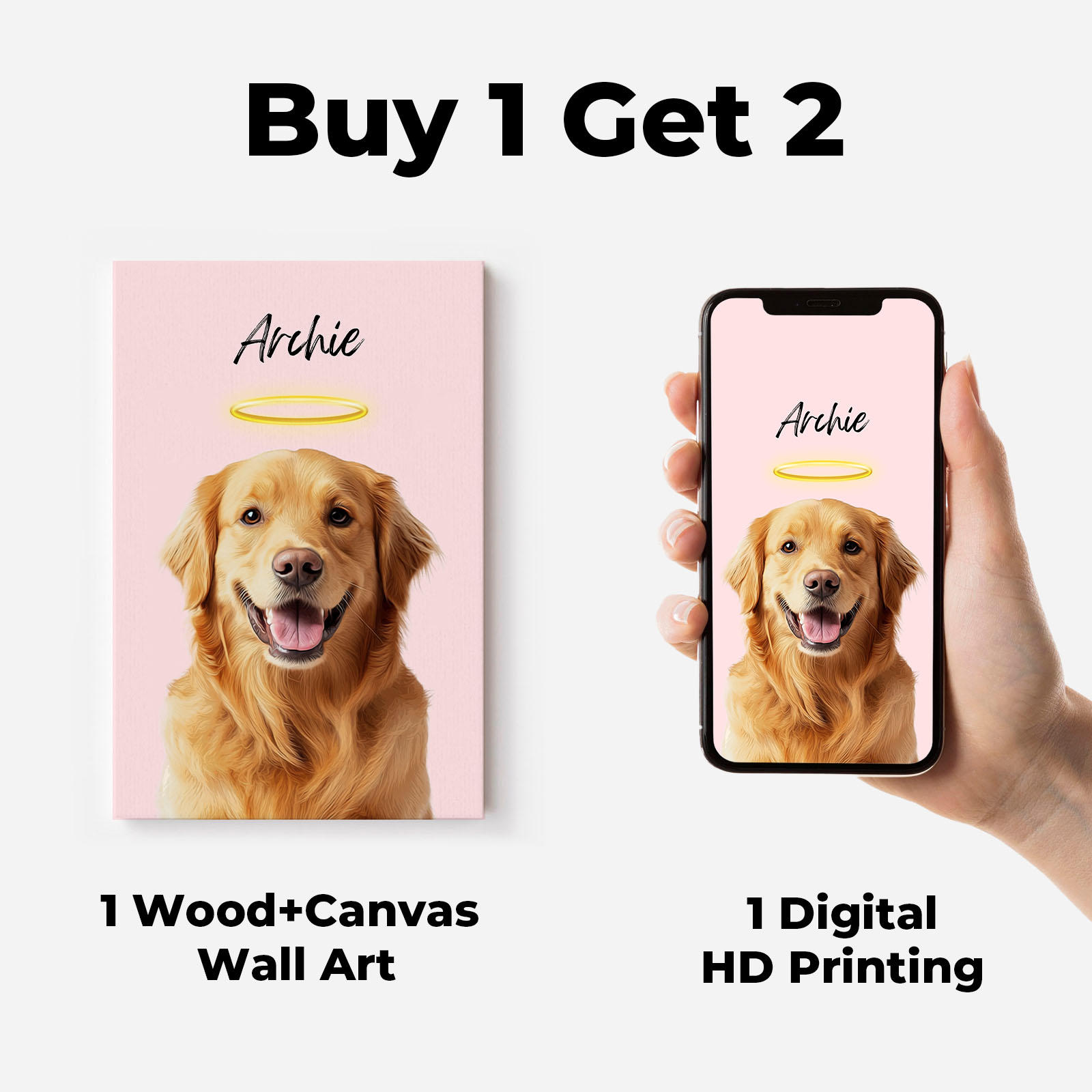 Custom Pet Memory Canvas Frame with Name Collar Holder, Dog Memorial Gifts for Loss of Dogs