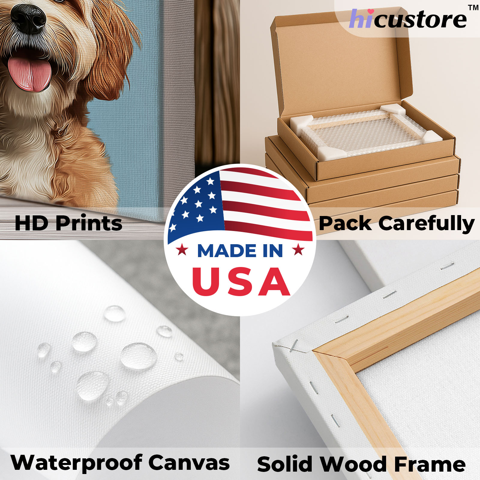 Custom Pet Memory Canvas Frame with Name Collar Holder, Dog Memorial Gifts for Loss of Dogs