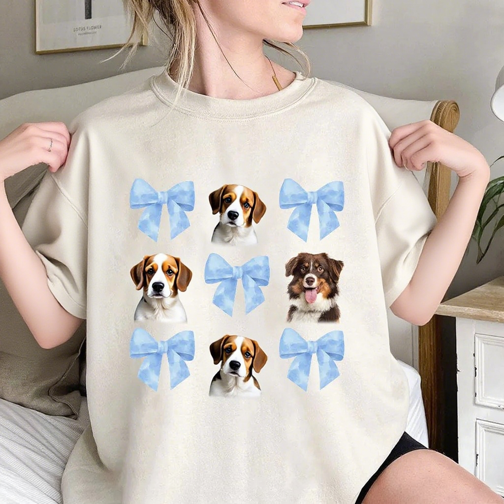 50%off⭐️Custom Pet Portrait With Bows Hoodie/Sweatshirt