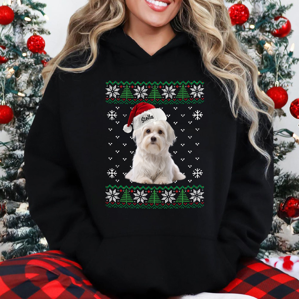 Custom Pet Christmas Ugly Sweater, Custom Dog Name HoodieShirt/Crewneck/Hoodie