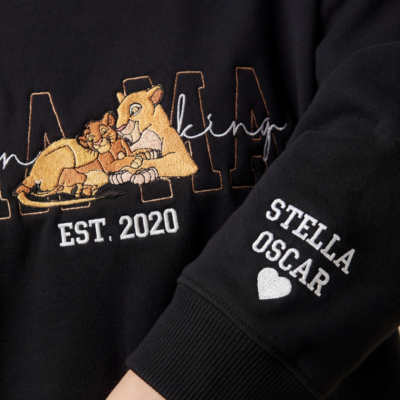 50% OFF 🦁 Custom Lion King Embroidered Mama Sweatshirt – Personalized Name & Year Crewneck Gift for Moms