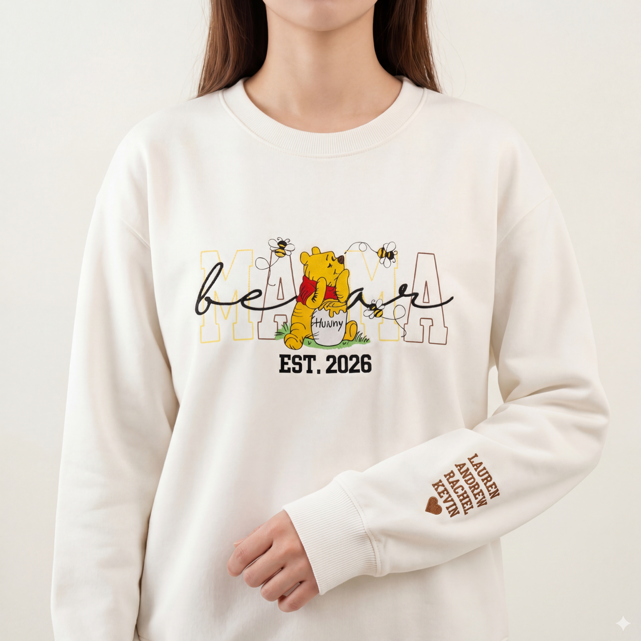 50% OFF 🧸 Mama Winnie Embroidered Sweatshirt  Personalized | Cozy | Meaningful Gift for Moms