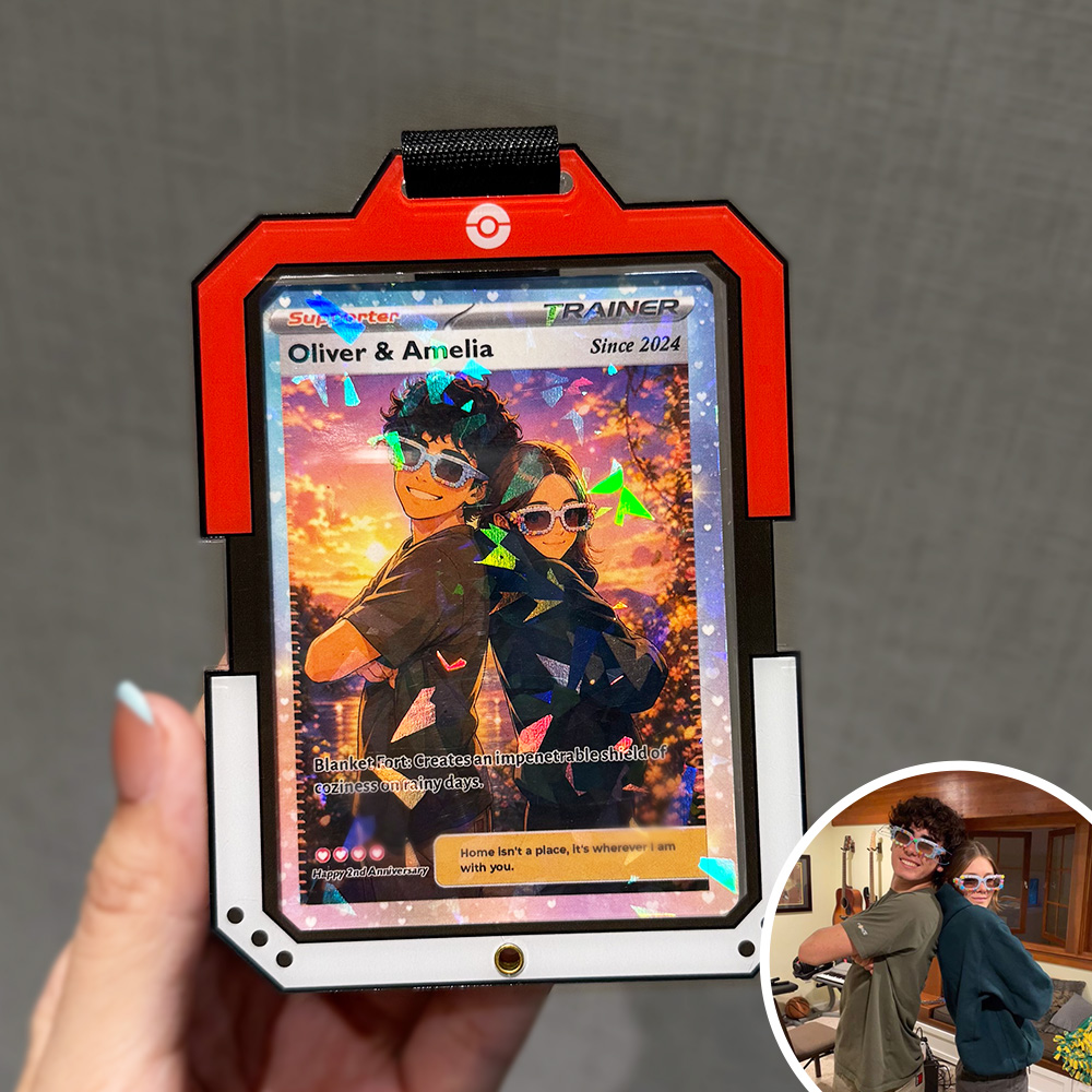 50% OFF💕Personalized Couple Anime Supporter Trainer Card Pokecard Acrylic Pendant