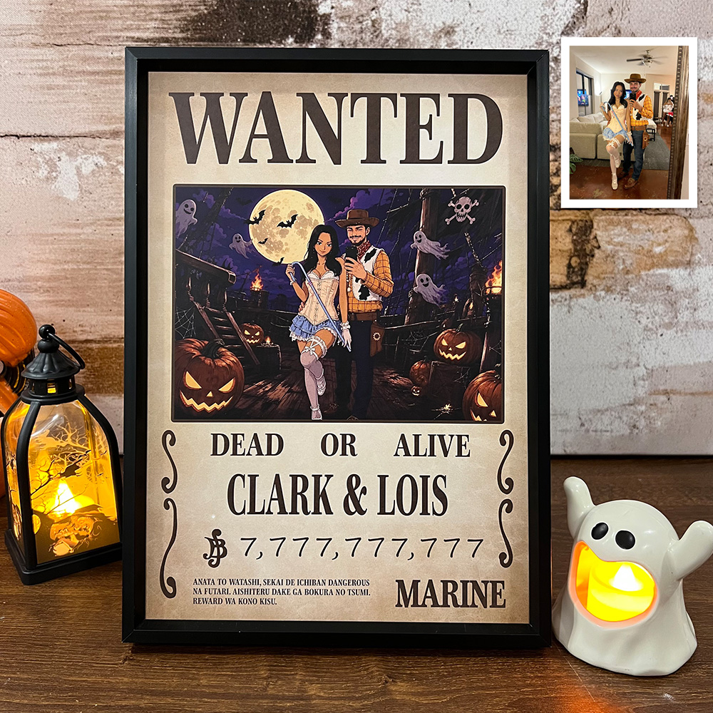 50%OFF⚓Custom Anime Wanted Couple Portrait, Pirate Theme Frame Gift