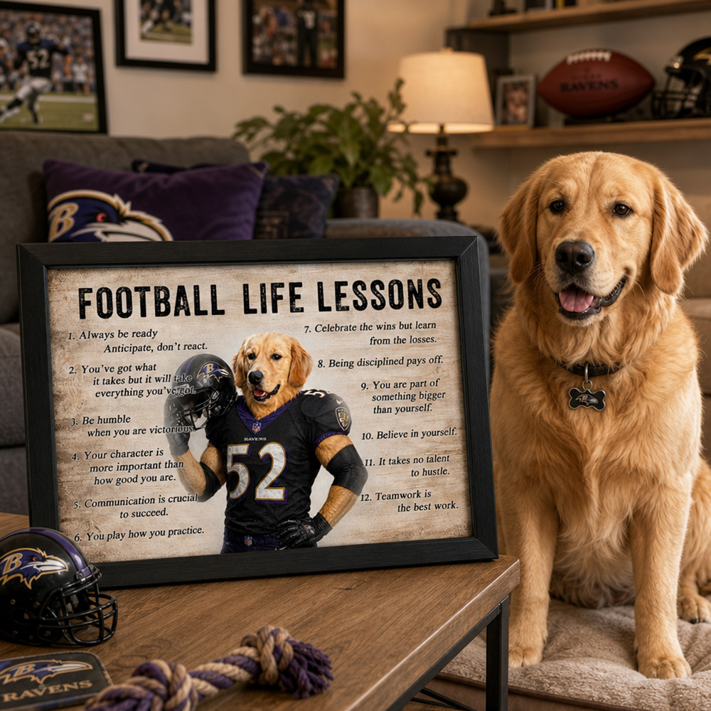 50%OFF🏈Custom Football Pet Portrait Frame, Football Life Lessons Canvas
