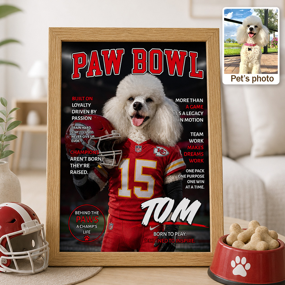 50%OFF🏈Custom PAW BOWL Pet Portrait American Football Frame