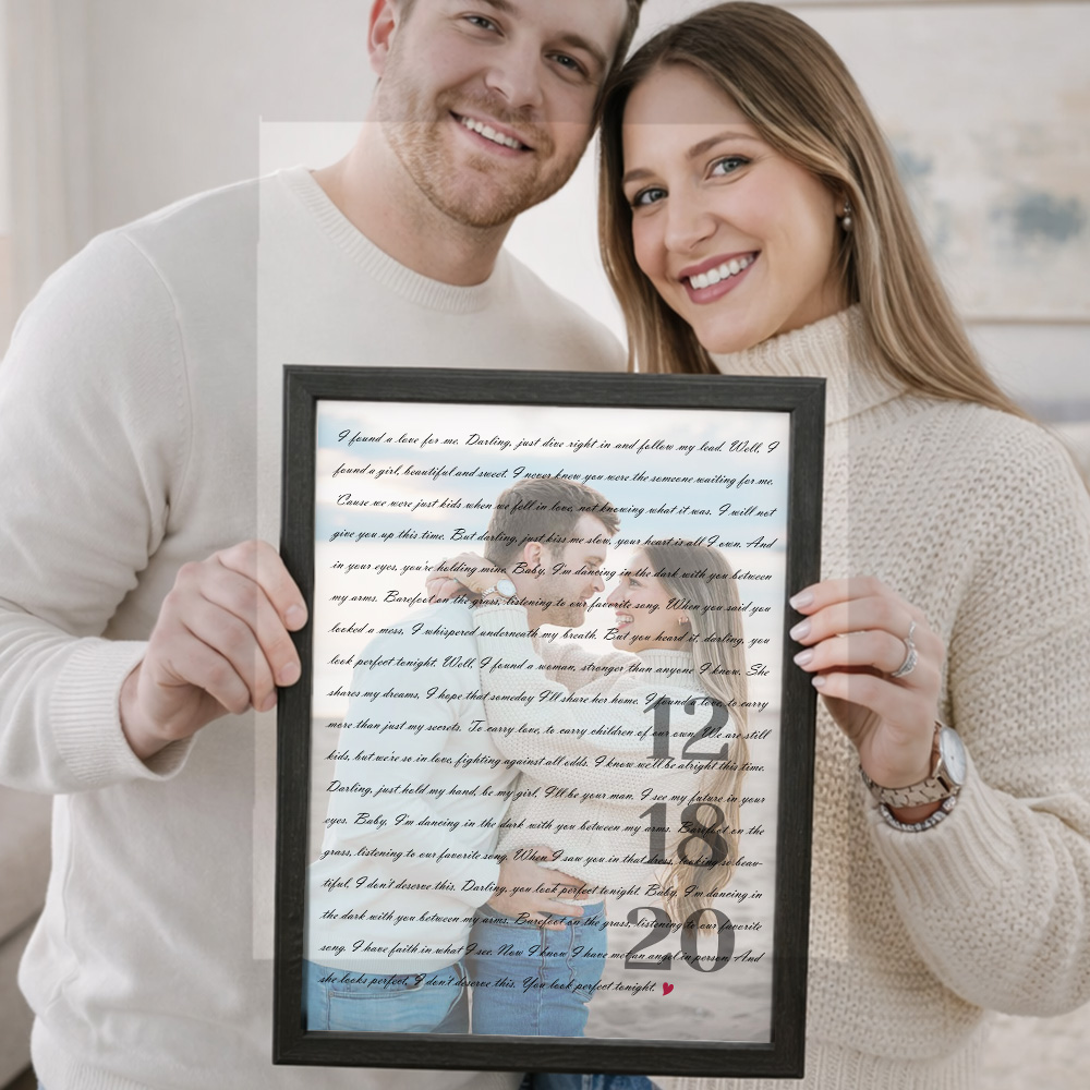 Custom Song Lyrics Couple Photo Frame, Wedding Anniversary Gift