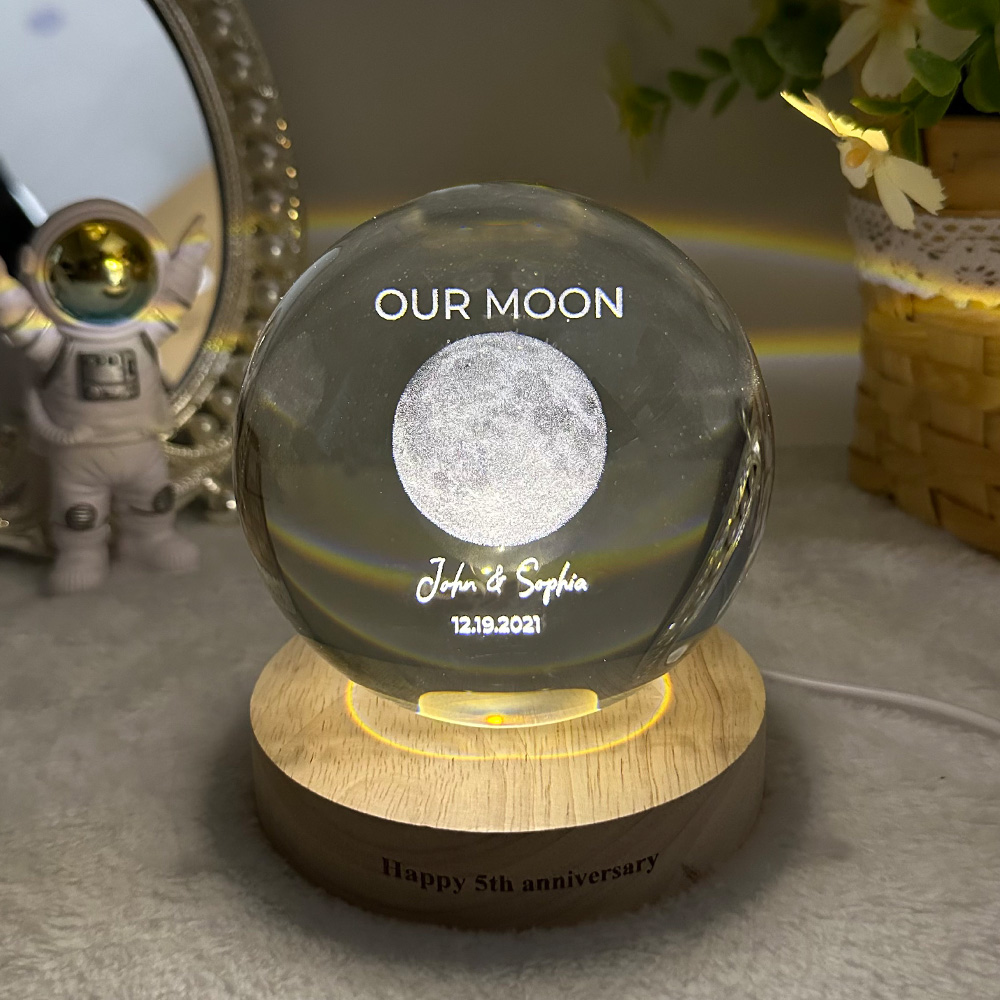 50% off🌕Our Moon Custom Real Moon Phase Crystal Ball LED Night Light