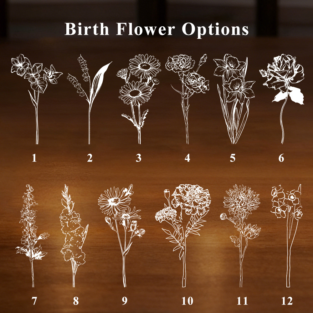 50% off🔮Custom Birth Flower with Names Crystal Ball LED Night Light