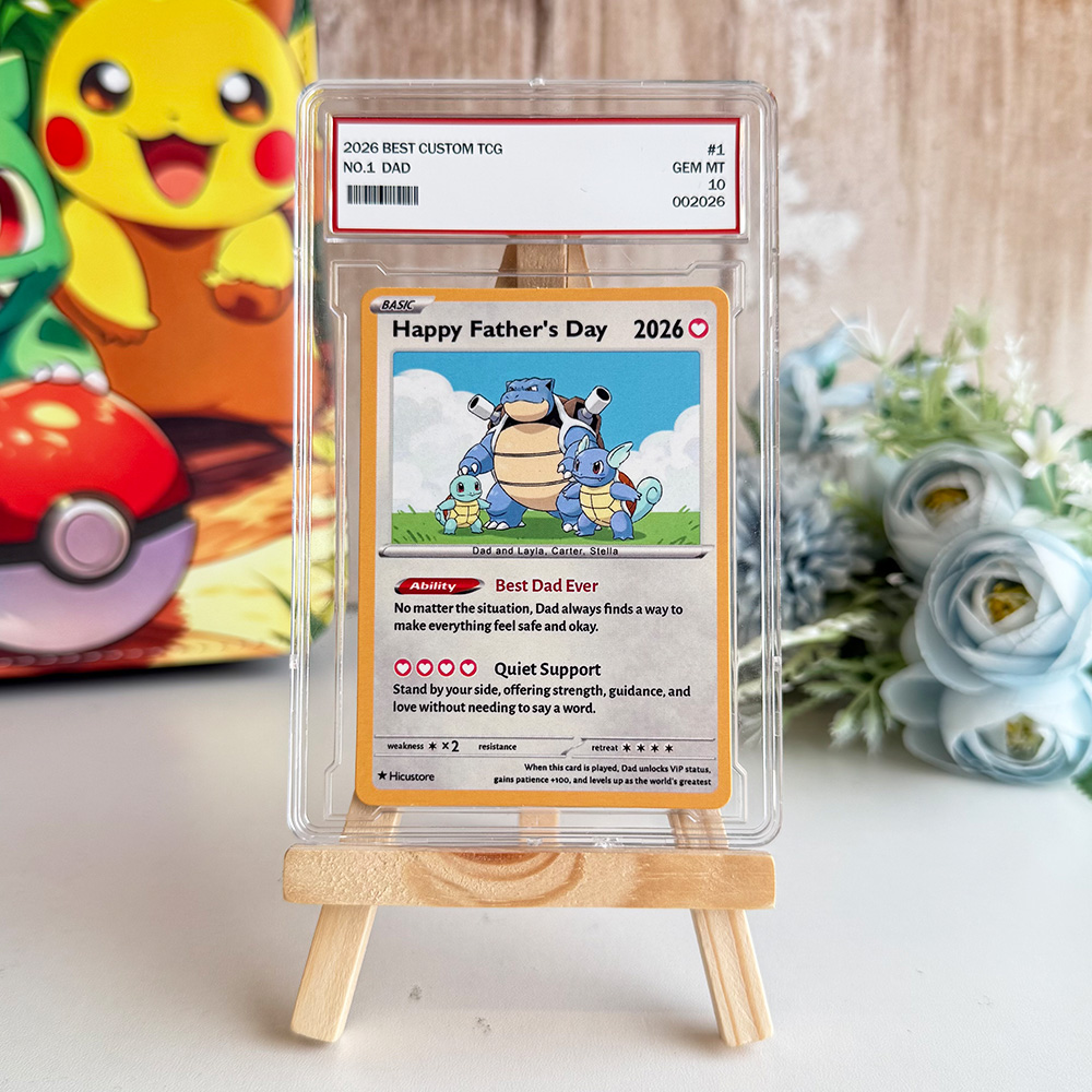 Custom "Best Dad Ever" Trading Card Pokecard  with Character