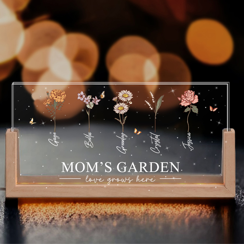 50%OFF⭐️Custom Birth Month Flower & Names LED Night Light For MOM