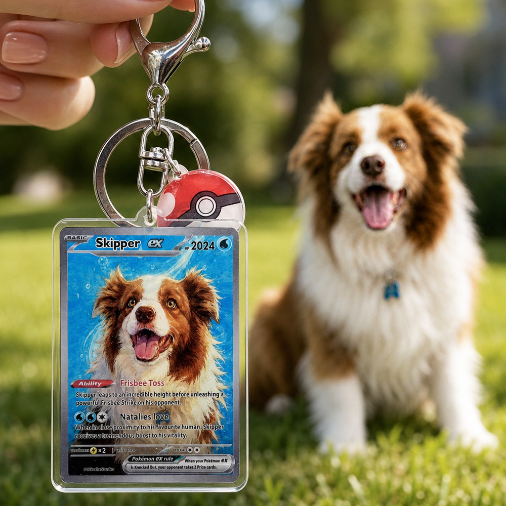 50% OFF🐶Personalized Pet Photo Anime Art Card Pokecard Keychain