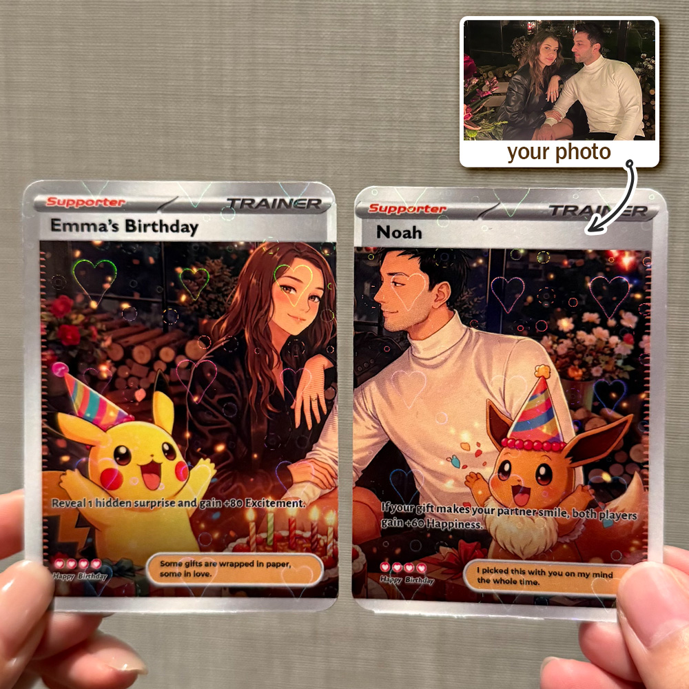 2-Card Set💕Personalized Couple Anime Supporter Trainer Connecting Art Card