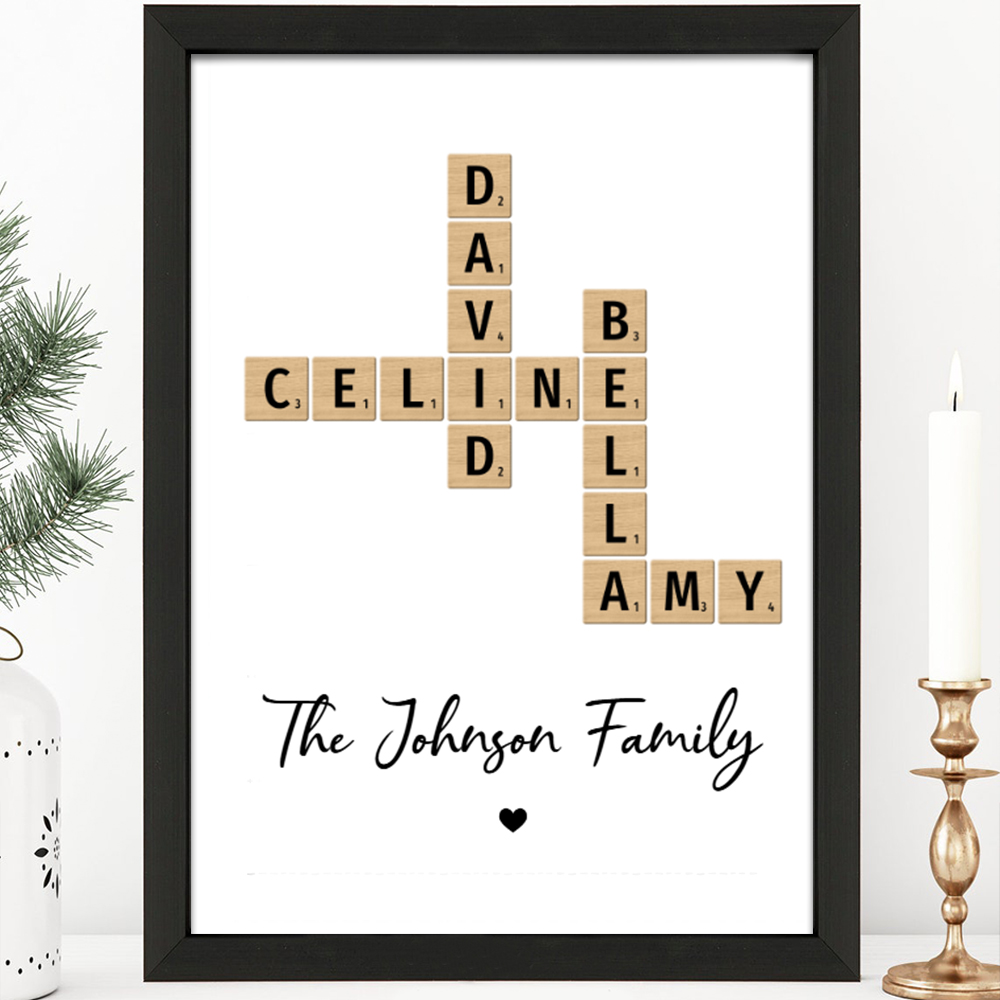 Family Crossword Art - Created In A Moment, Treasured Forever Personalized Frame Gift