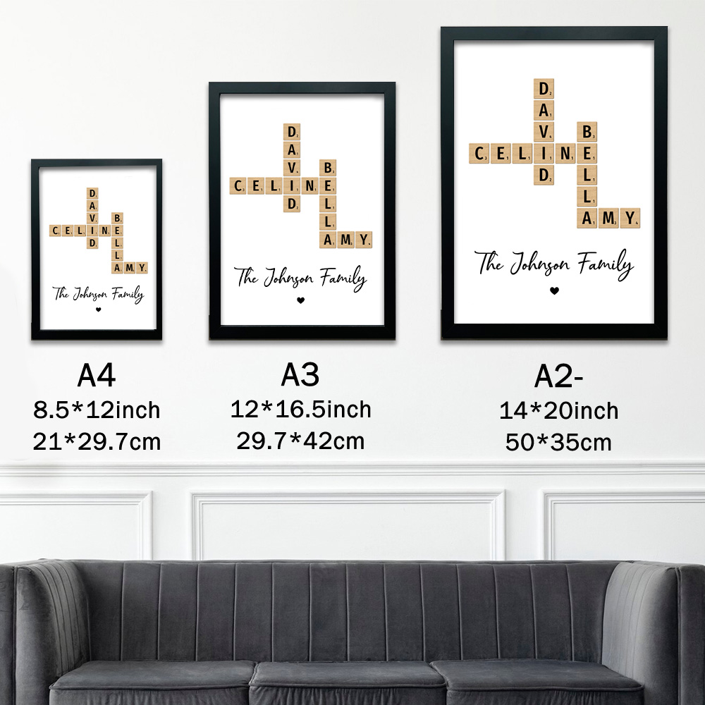 Family Crossword Art - Created In A Moment, Treasured Forever Personalized Frame Gift