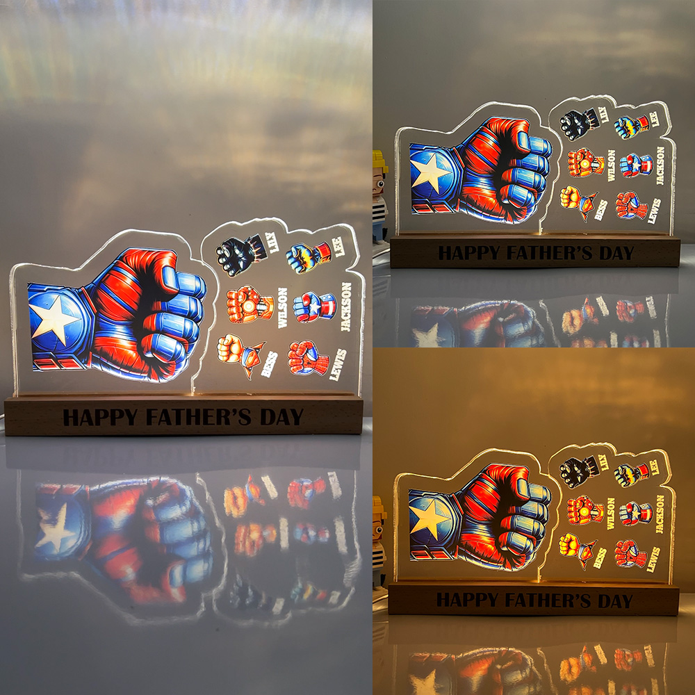 50%OFF ⭐️ Custom 3D 6mm Thick Superhero Fist Bump Best Dad Ever Night Light