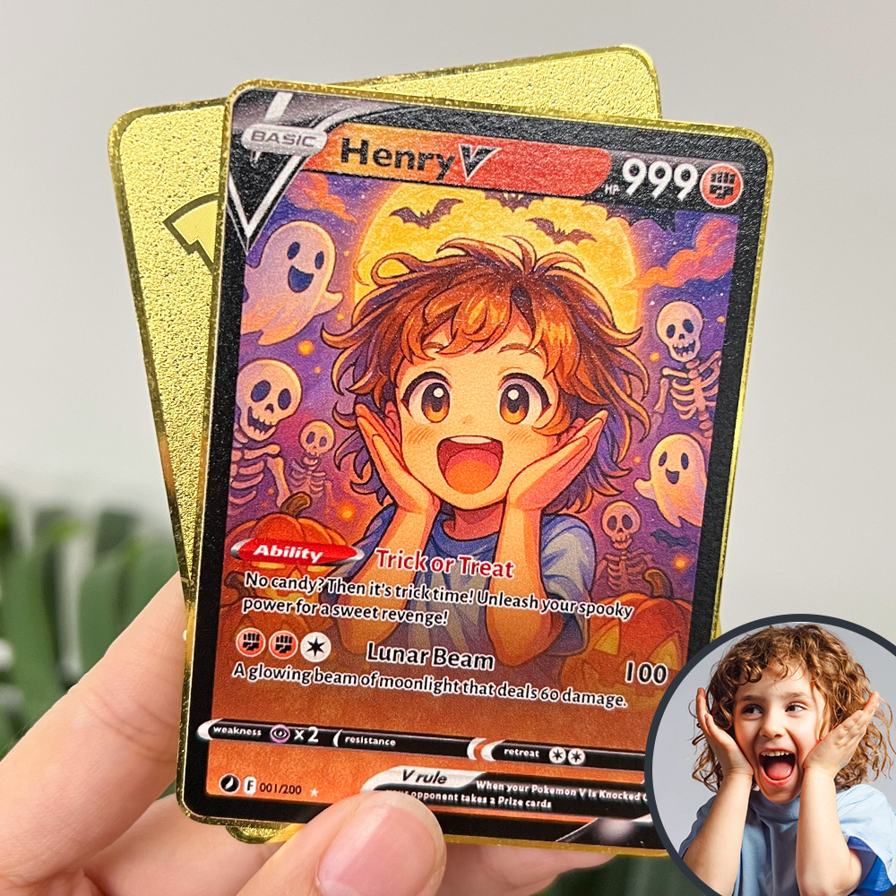 Custom Halloween Anime Kid Pokecard TCG Card🎃