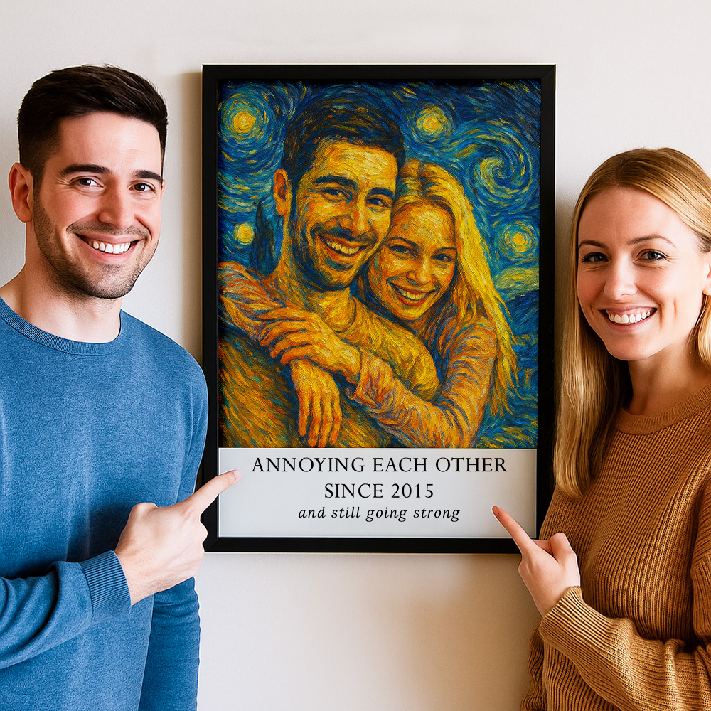 Custom Couple Van Gogh Style Portrait Wall Art