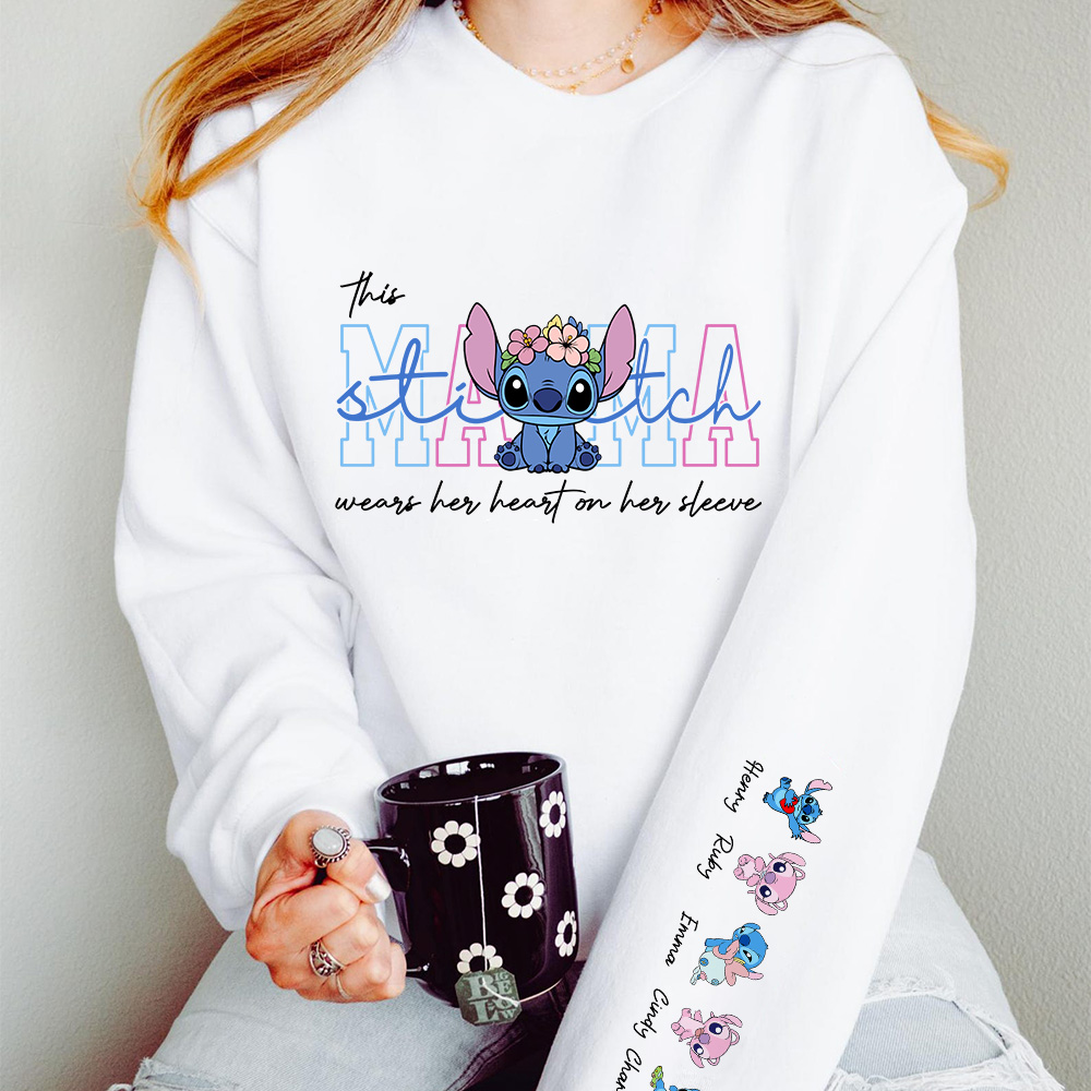 Custom MAMA Stitch Crewneck/Hoodie, With Kids Names