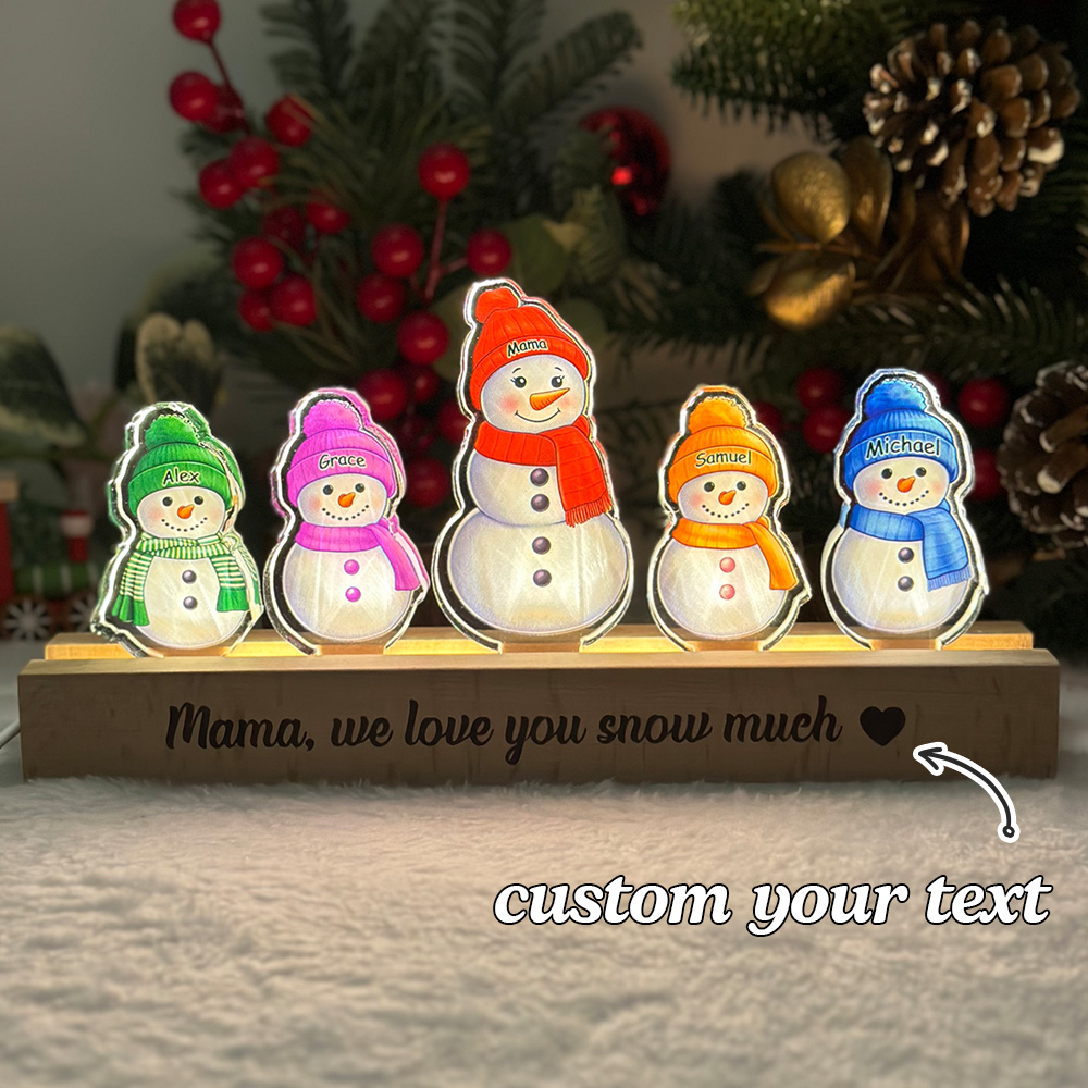 50%OFF✨Custom Mom's Single Snowman&Name 3D 15mm Thick Crystal Acrylic Light☃️