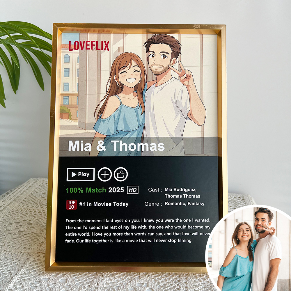 Custom Anime LOVEFLIX Movie Photo Frame with Your Love Story