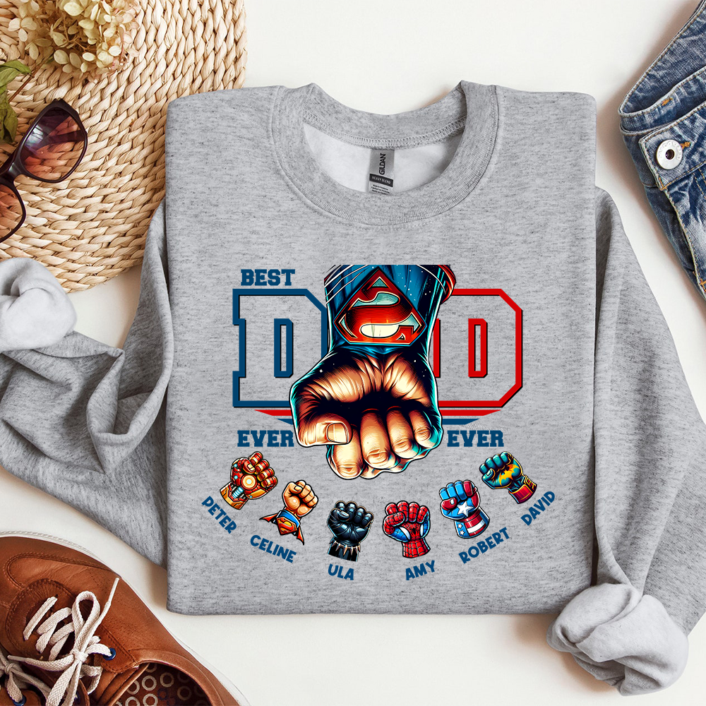 50% OFF😎Custom Superhero Fist Bump Best Dad Ever T-shirt/Crewneck/Hoodie