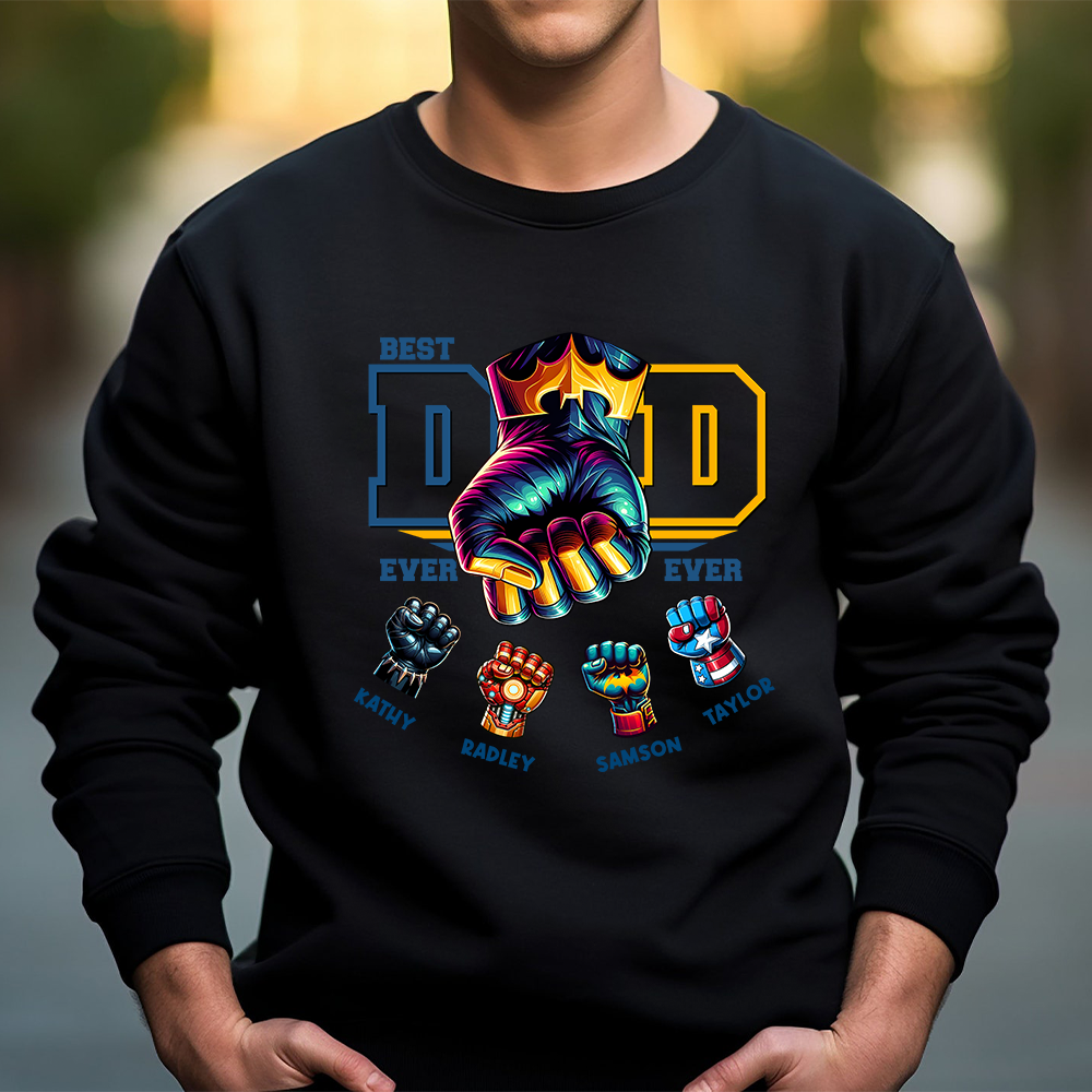50% OFF😎Custom Superhero Fist Bump Best Dad Ever T-shirt/Crewneck/Hoodie