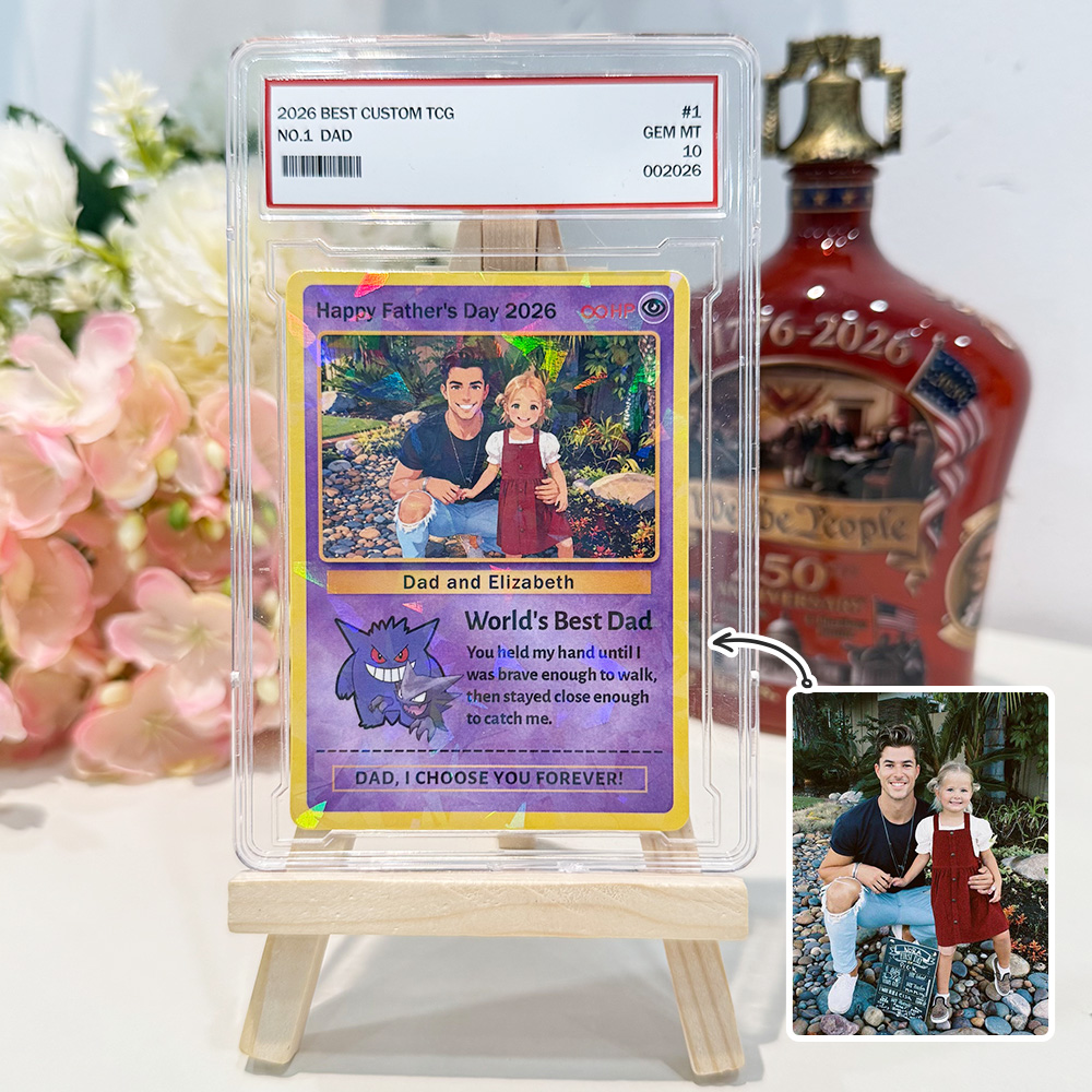 Custom Anime Photo & Sprite "Best Dad Ever" Base Set Card Pokecard