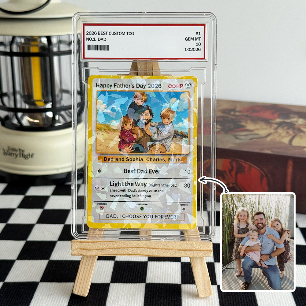 Custom Anime Photo "Best Dad Ever" Trading Card Pokecard