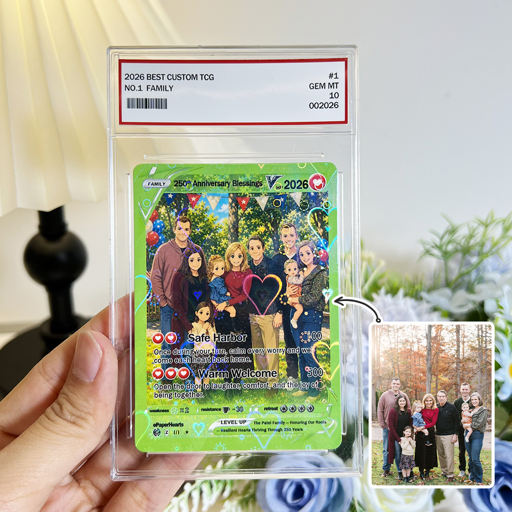 Custom 250th Anniversary V Pokecard Family Photo Anime Card