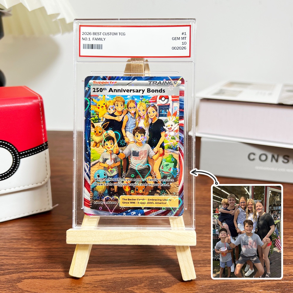 Custom 250th Anniversary Supporter Trainer Family Photo Anime Card Pokecard  