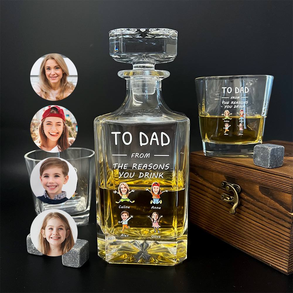 50%OFF ⭐️ To Dad From The Reasons You Drink-CustomPhoto Face Kids Whiskey Bottle Cup Gift Set